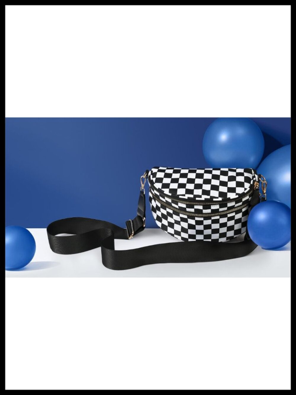 Nylon Checkered Crossbody Bum Bag Sling Fanny Pack Adjustable Strap - Picture 6 of 6